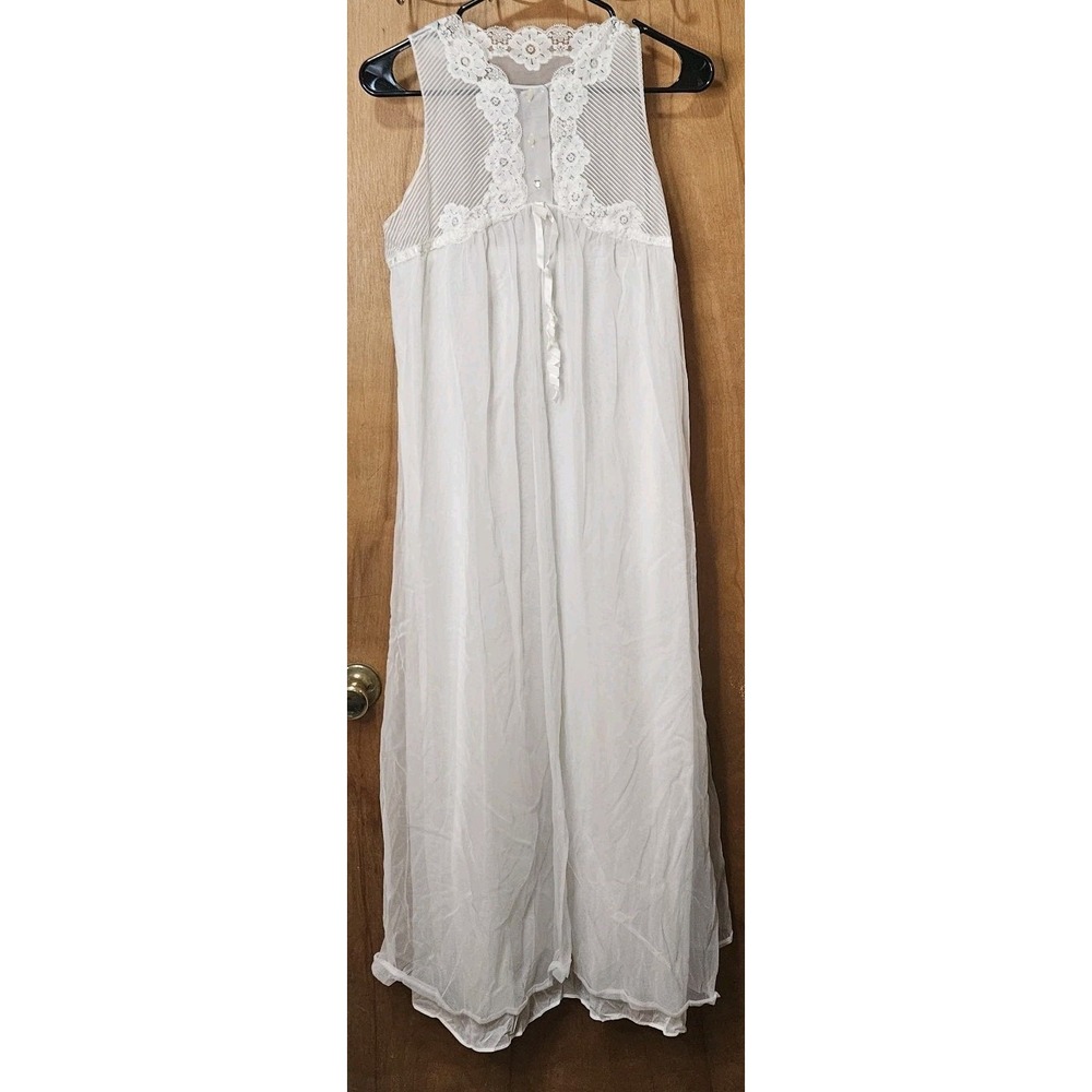 Vintage Size Medium Gossard Artemis Chiffon Sheer Long Nightgown Made In The USA